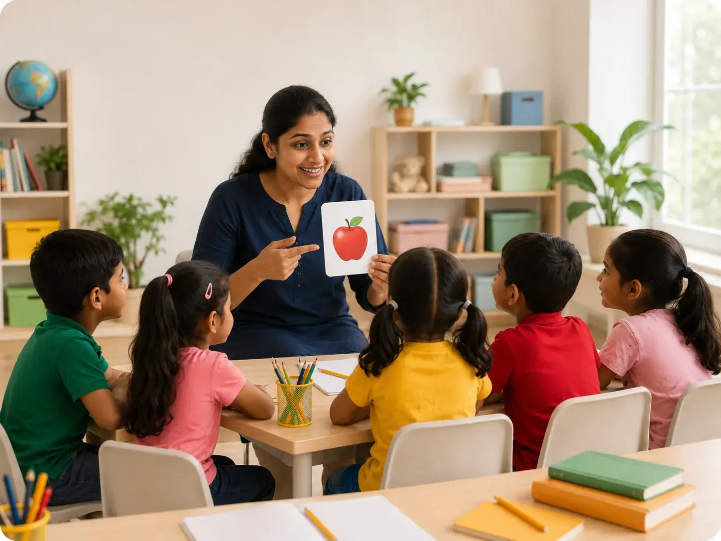 Child learning phonics at Kalviyon Academy